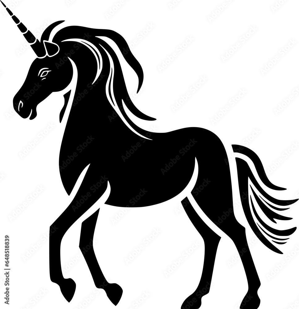 Unicorn | Black and White Vector illustration