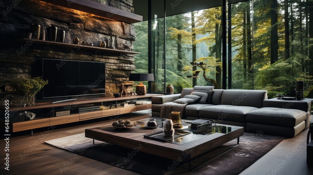 Contemporary style home interior design of modern living room