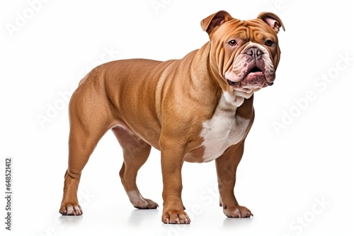 brown bully xl dog looking fierce isolated on white background photo