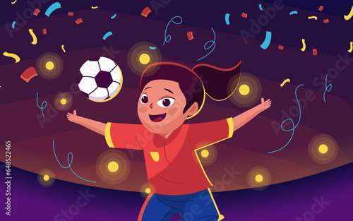 vector llustration for women's soccer world cup with woman and ball