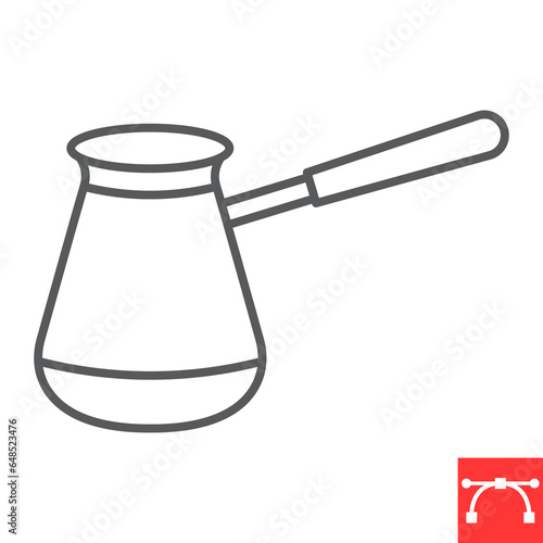 Turkish cezve line icon, cooking and drink, turkish coffee pot vector icon, vector graphics, editable stroke outline sign, eps 10.