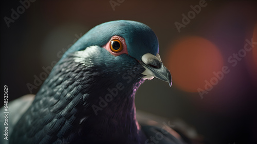 pigeon head in closeup