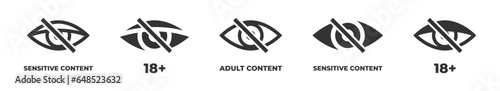 Sensitive content vector signs. Nappropriate content. Censored view icon. Vector illustration.