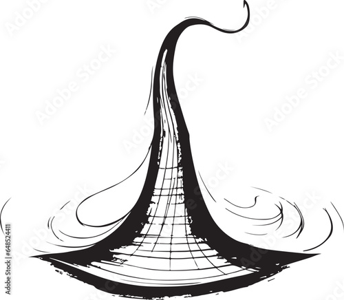 Halloween Witch hat vector icon Front view Black hat isolated on white background Autumn Holidays, Halloween Concept