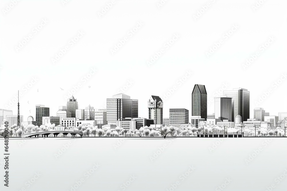 Profile view of Adelaide's skyline depicted in a single continuous line. Generative AI