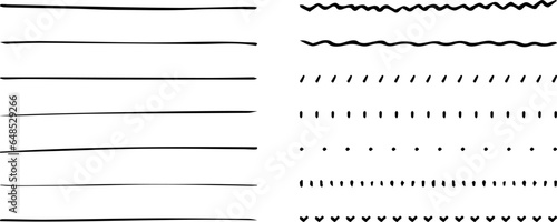イラスト素材：ライン素材のあしらい　手書きのシンプルでかわいい罫線. simple hand draw borders