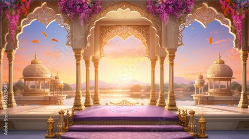 traditional elegant arch backdrop for wedding ceremony photo