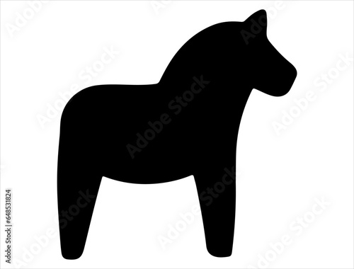 Dala horse silhouette vector art white background photo