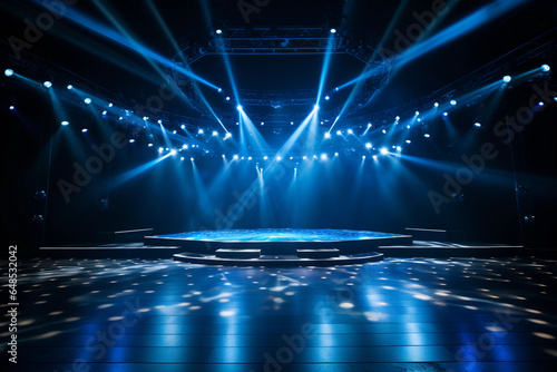 Empty big stage with white spotlights