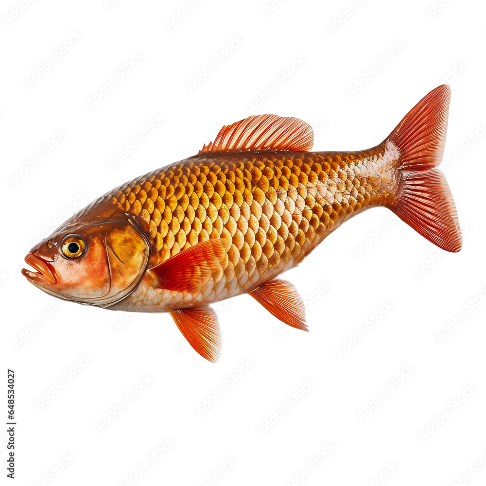 Goldfish. Carp, fish, on a light transparent background. PNG file. Generative AI