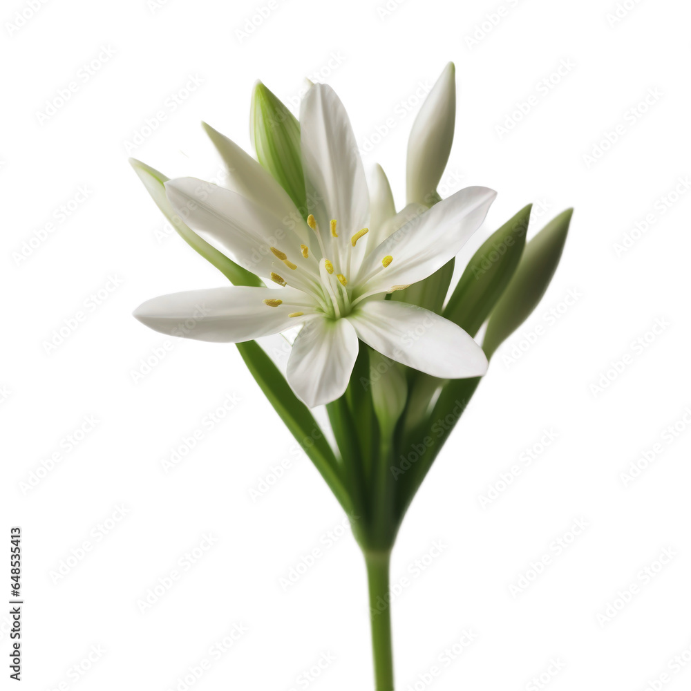 White flower, on a light, transparent background. PNG file. Generative AI