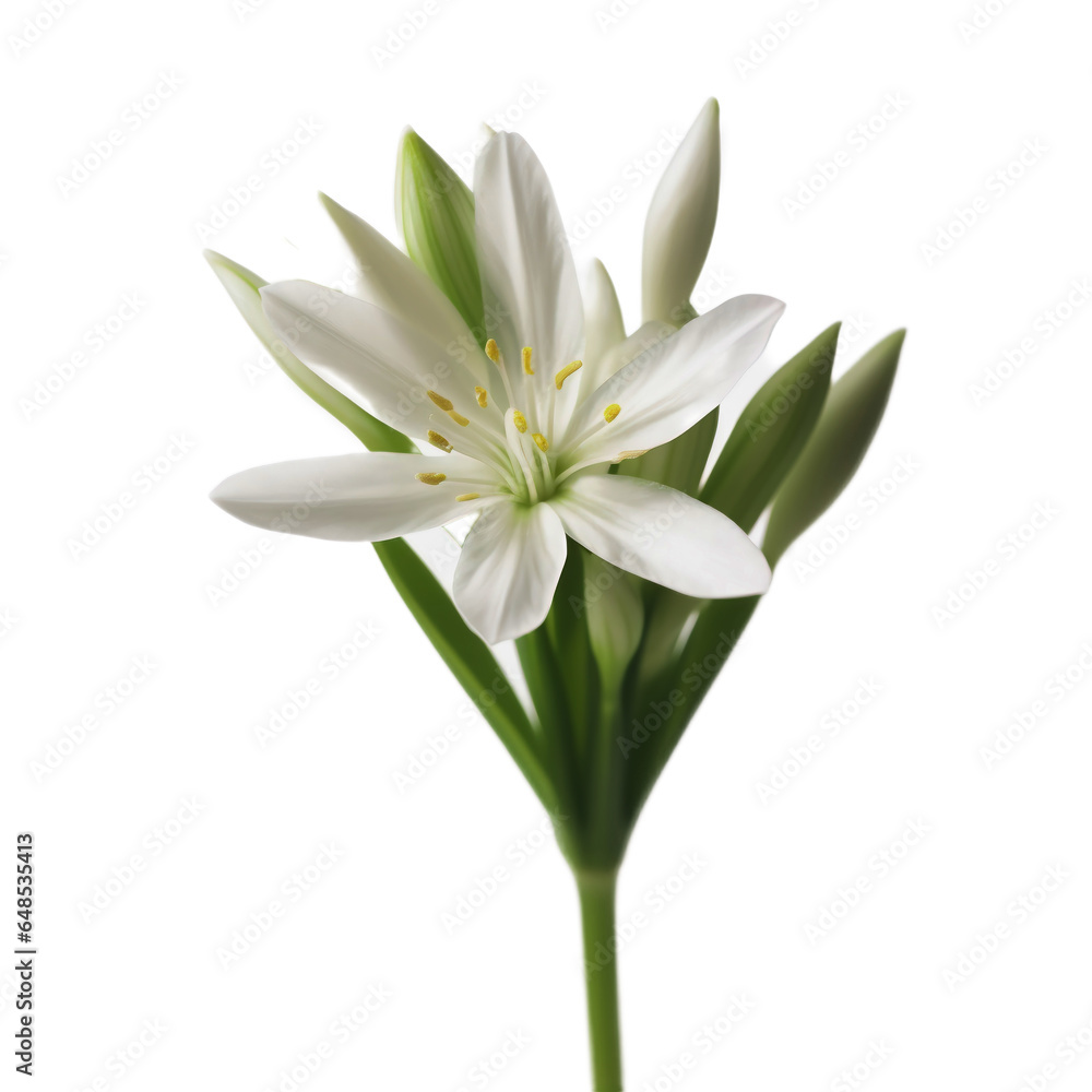 Fototapeta premium White flower, on a light, transparent background. PNG file. Generative AI