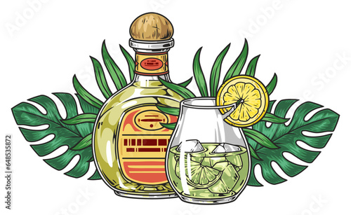 Alcoholic drink tequila element colorful