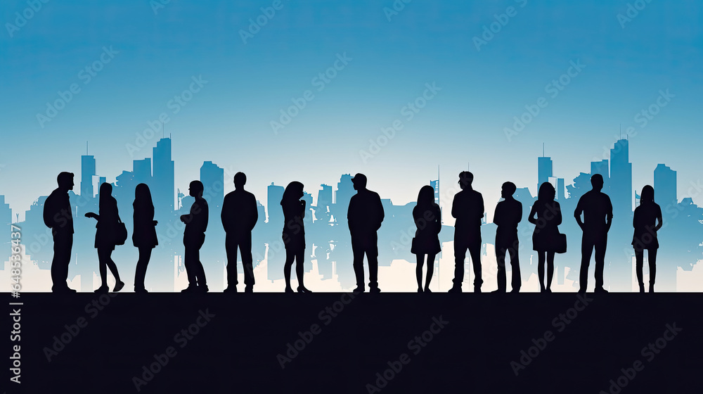 A group of young people. Panorama. Urban landscape. A group of young people. Panorama. Urban landscape.