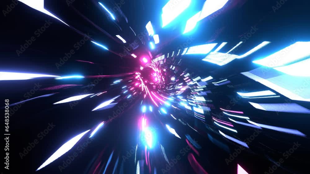 Seamless VJ loop with blue and pink neon lights. Loopable 3D animation ...