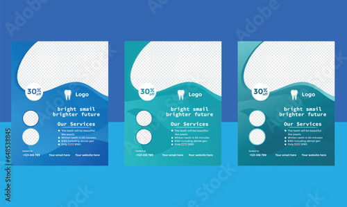  Free vector gradient dental flyer, Dental Care.