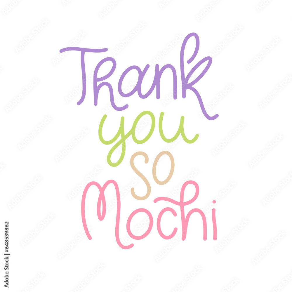Modern lettering with pun quotes, Thank you so mochi, for gift card