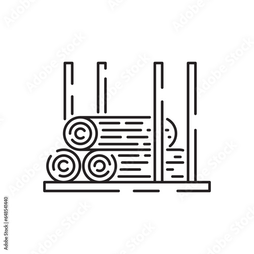 Woodcutter line icon. Crossed chainsaws isolated on white background. Tool woodcutter symbol. Tree Service. Single line draw design vector graphic illustration