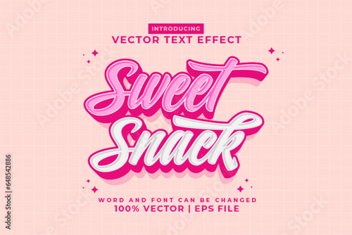 Editable text effect Sweet Snack 3d cartoon template style premium vector