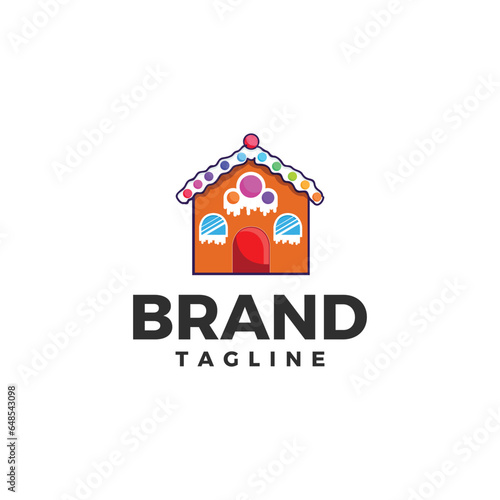 Playful multicolor chocolate house logo design for kids retail shop, kids chocolate, testy chocolaty and chocolate shop.