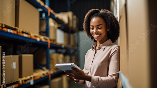 Female online business owner checks stock of products waiting to be delivered to customers. A talented SME business owner.