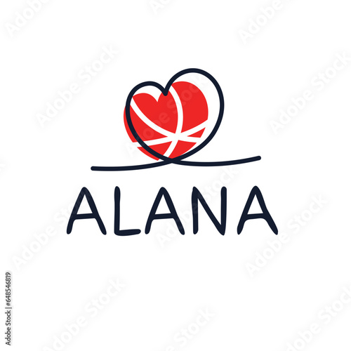 (Alana) Calligraphy name, Vector illustration. photo