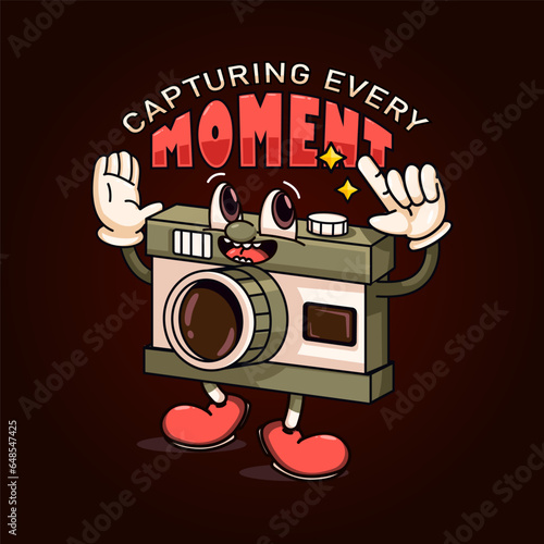 Cute analog camera retro mascot. Suitable for logos, mascots, t-shirts, stickers and posters