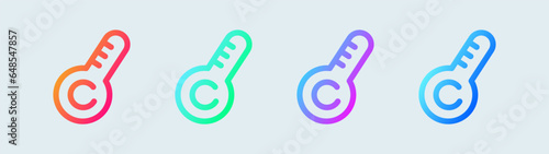 Temperature line icon in gradient colors. Celcius signs vector illustration.
