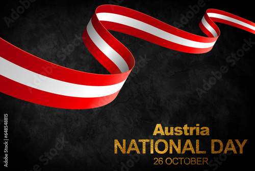 Austria happy national day greeting card, banner, vector illustration. Austrian memorial holiday 26th of October design element with realistic flag with stripes, square format.