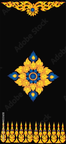 Vector illustration. Wallpaper iphone Thai art pattern or Line Thai background texture.