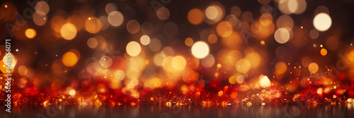 Fotobehang Gold and dark red Fireworks and bokeh in New Year eve and copy space