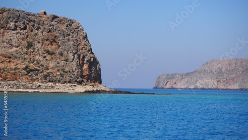 Travel in Greece. amazing Crete. view of Spinalonga island and Plaka village 