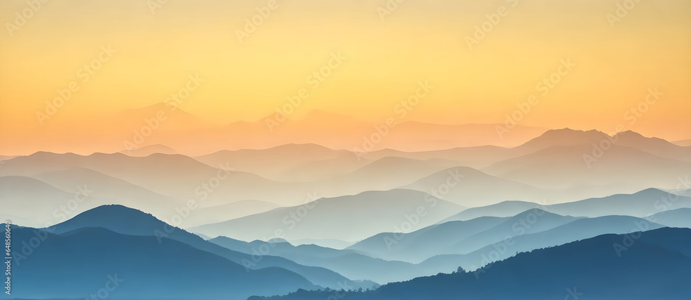 Fototapeta premium Sunset landscape with mountains and sky