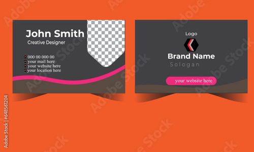 Set of modern business card print templates. Personal visiting card with company logo. Vector illustration. Stationery design