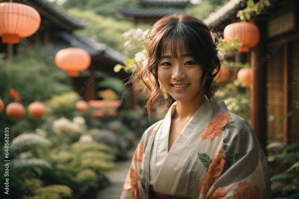 beautiful young japanese women living in paradise and garden of Eden, happy face beautiful young japanese women living in paradise and garden of Eden, happy face