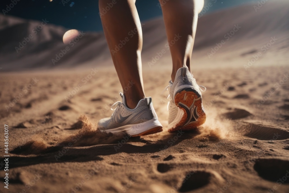 runner feets on the sands 