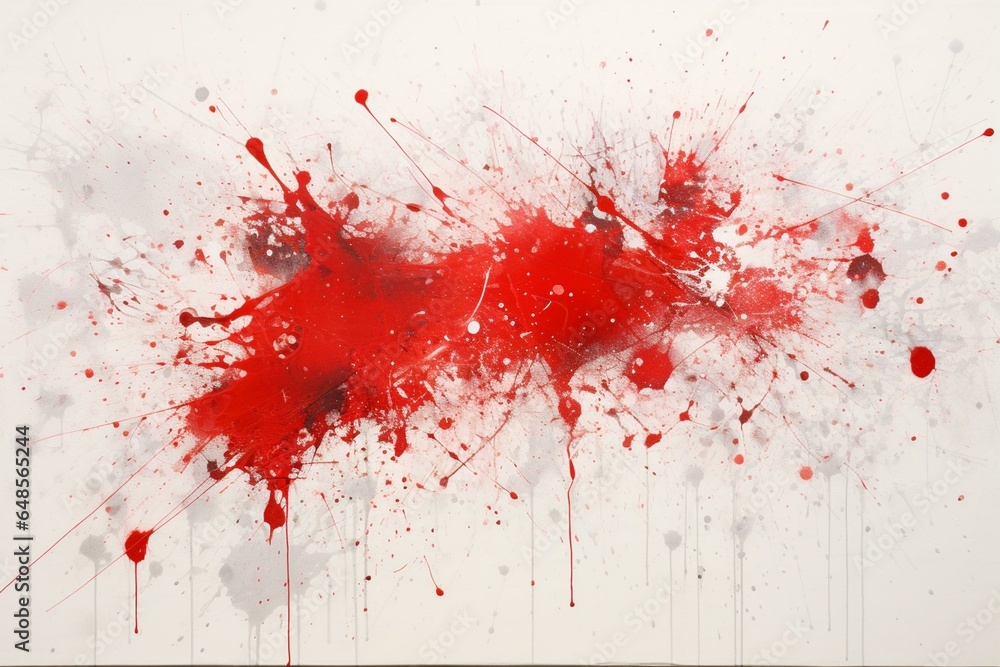 White canvas with red splatter. Generative AI