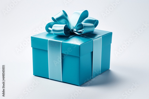 Blue Surprise, Elegant Gift Box with Ribbon on White © Ash