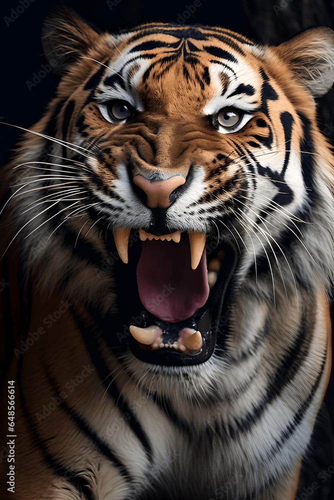 Fototapeta premium tigre de bengala con la boca abierta