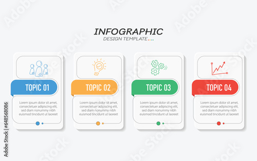 Timeline Creator infographic template. 4 Step timeline journey, calendar Flat simple infographics design template. presentation graph. Business concept with 4 options, vector illustration.
