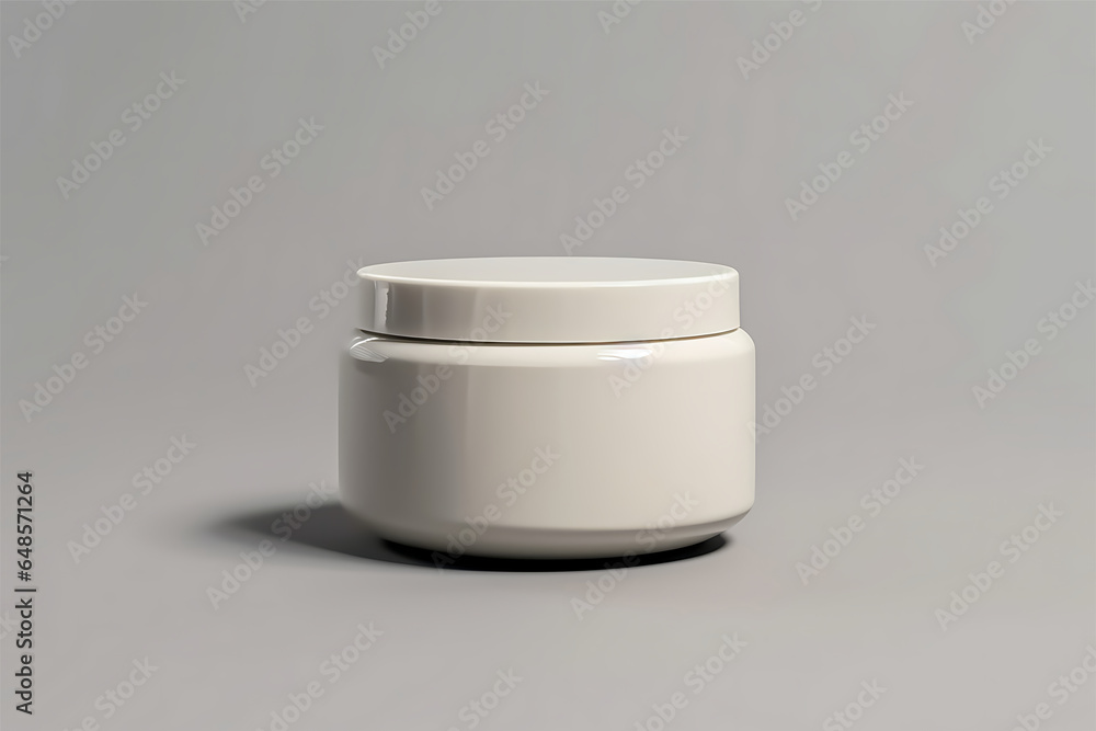 Cosmetic cream in a white jar on a gray background. 3d rendering Cosmetic cream in a white jar on a gray background. 3d rendering