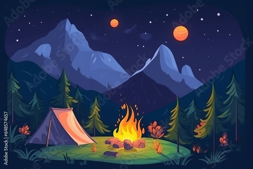 Campfire forest. Generate Ai