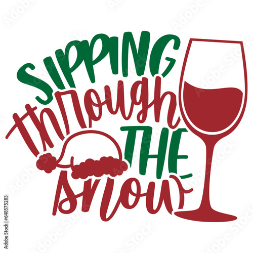 Sipping Through The Snow - Funny Christmas Illustration