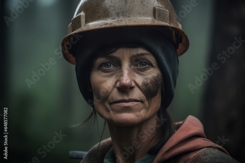 Logger woman forest portrait. Generate Ai