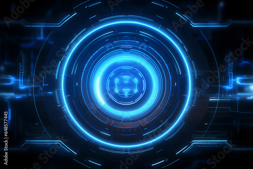 abstract technology background with HUD design blue neon color