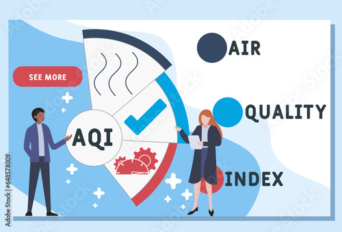 AQI - air quality index acronym. business concept background.  vector illustration concept with keywords and icons. lettering illustration with icons for web banner, flyer, landing