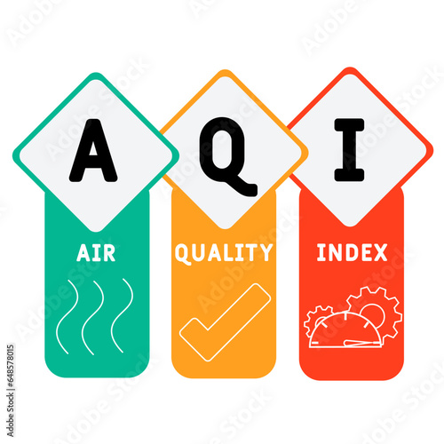 AQI - air quality index acronym. business concept background.  vector illustration concept with keywords and icons. lettering illustration with icons for web banner, flyer, landing