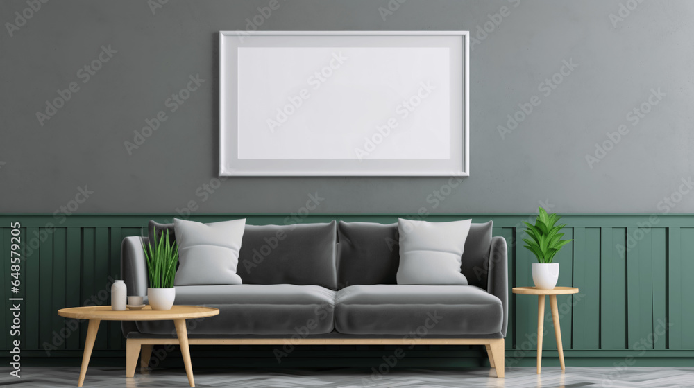 modern living room with grey sofa and white pillows frame mockup modern living room with grey sofa and white pillows frame mockup