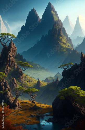 Mountains landscape, AI Generative illustration