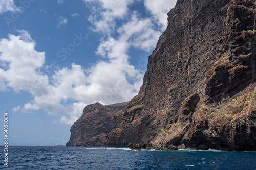 The cliffs of Los Gigantes, Tenerife, rising out of the sea, dramatically